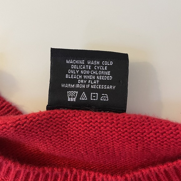 VTG Polo Ralph Lauren Kids Sz L Knit Crew Pullover Red USA Flag Logo 100% Cotton - Picture 6 of 8